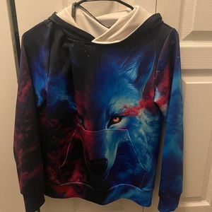 Boys Size M Blue/Purple Wolf Hoodie